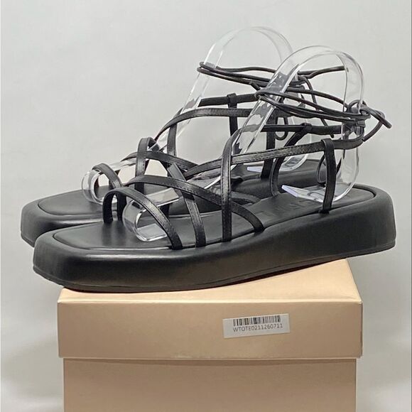 Loeffler Randall Beau Black Wrap Platform Sandal size 9